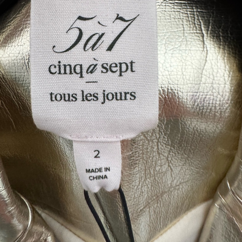 CINQ À SEPT Khloe Metallic Faux Leather Blazer Size 2 NWT - Picture 2 of 12